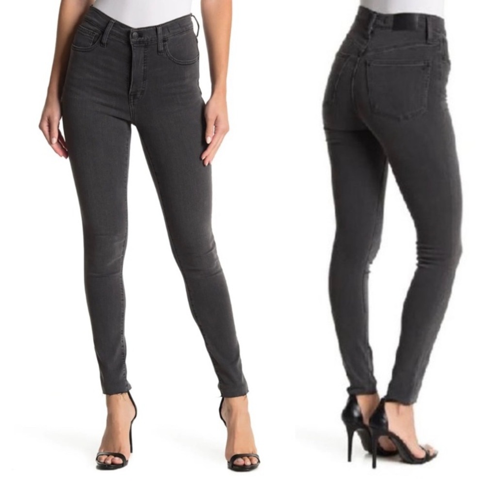 MADEWELL Jeans Gray 10” High Rise Skinny Raw Hem Kerns stretch boho Size 25